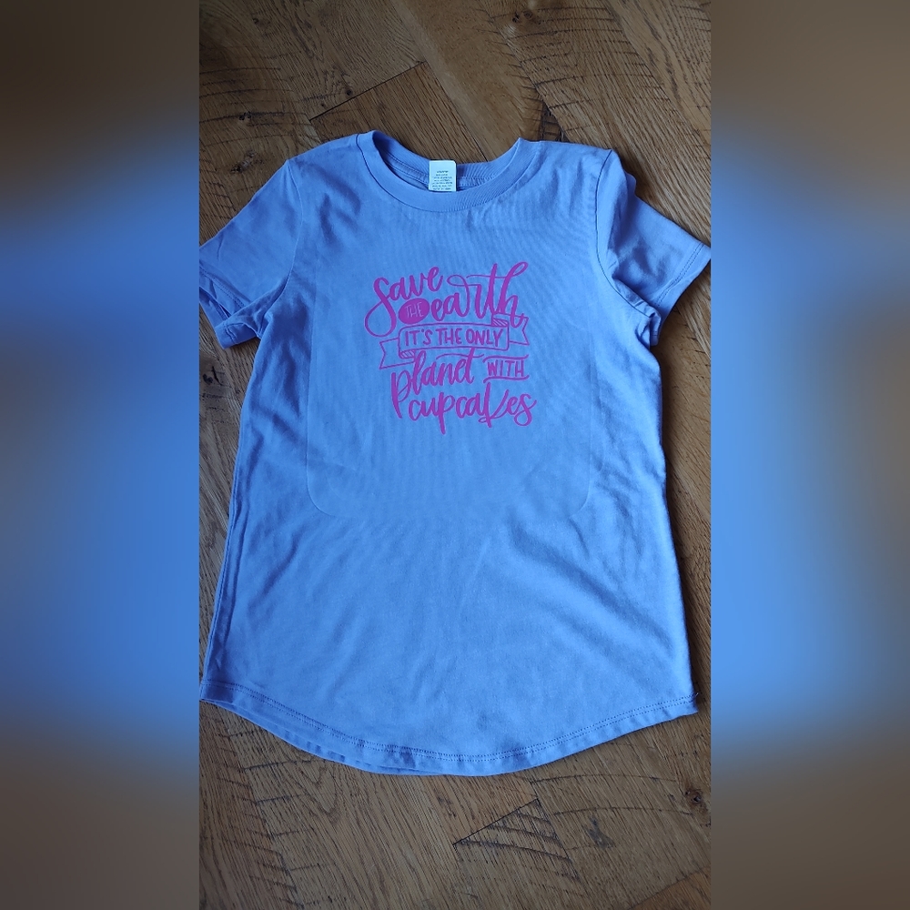 Youth Light purple shirt with screen print on front